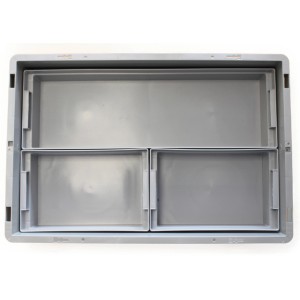 Grauer Eurobox-Einsatzkasten, 4 l, für Euronorm-Behälter zur Aufbewahrung.