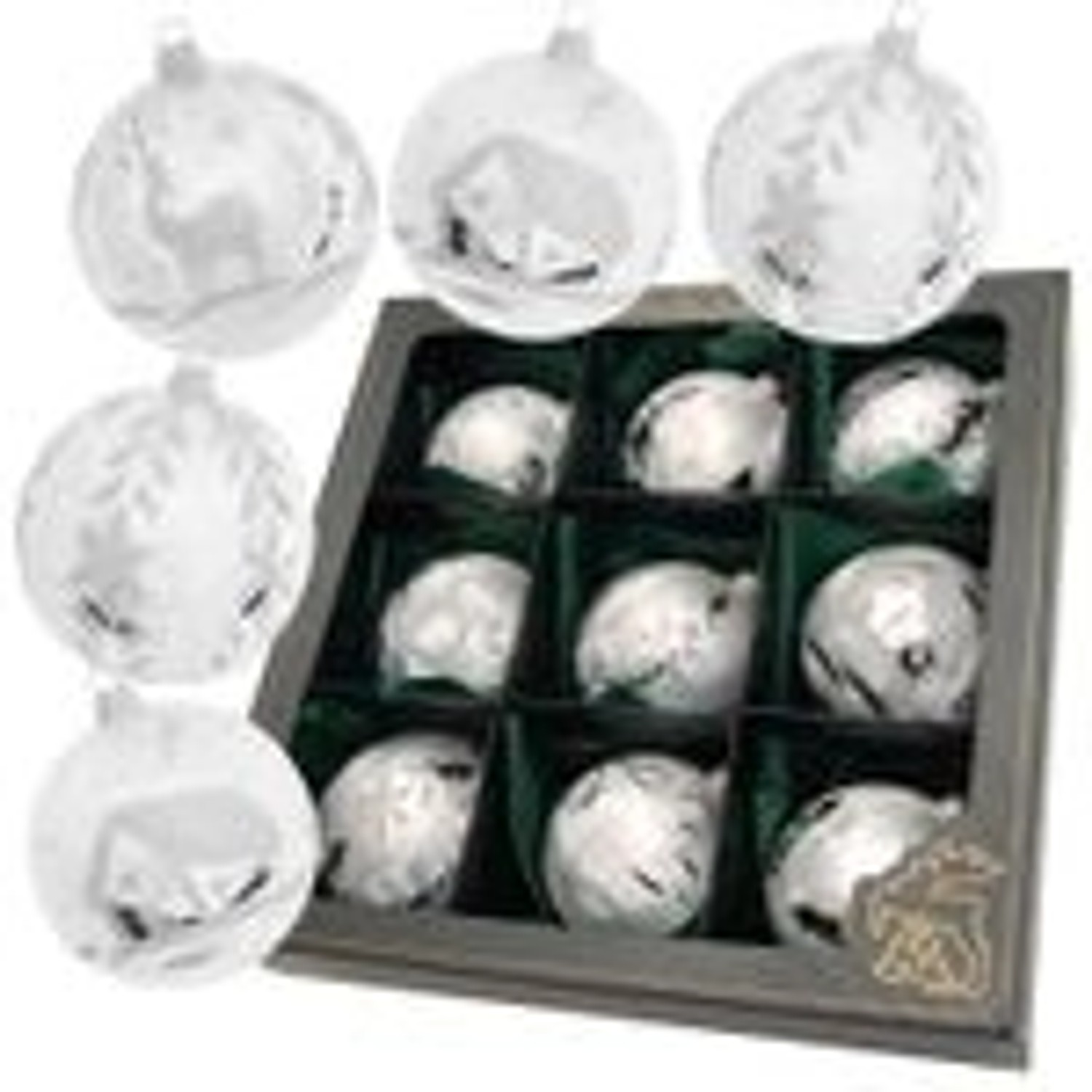 Krebs Glas Lauscha GmbH Christbaumkugeln Weihnachtskugeln Glas Ø 8 cm 9 Stück silber/eislack