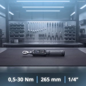 STAHLWERK Digitaler Drehmomentschlüssel 0,5-30 Nm 1/4 Zoll Eichzertifikat LED