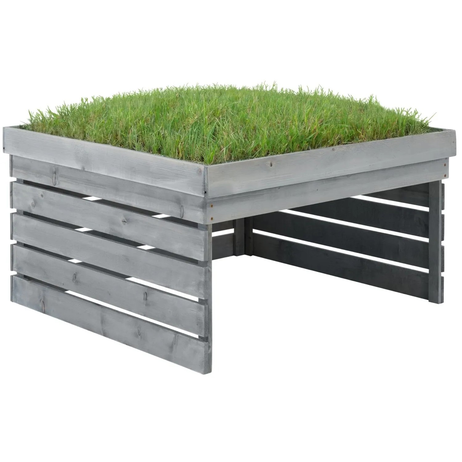 Tectake Rasenmäher Roboter Garage Hortus Gebeizte Kiefernlatten Wetterfest Großer Innenraum 78 x 84 x 46 cm Grau