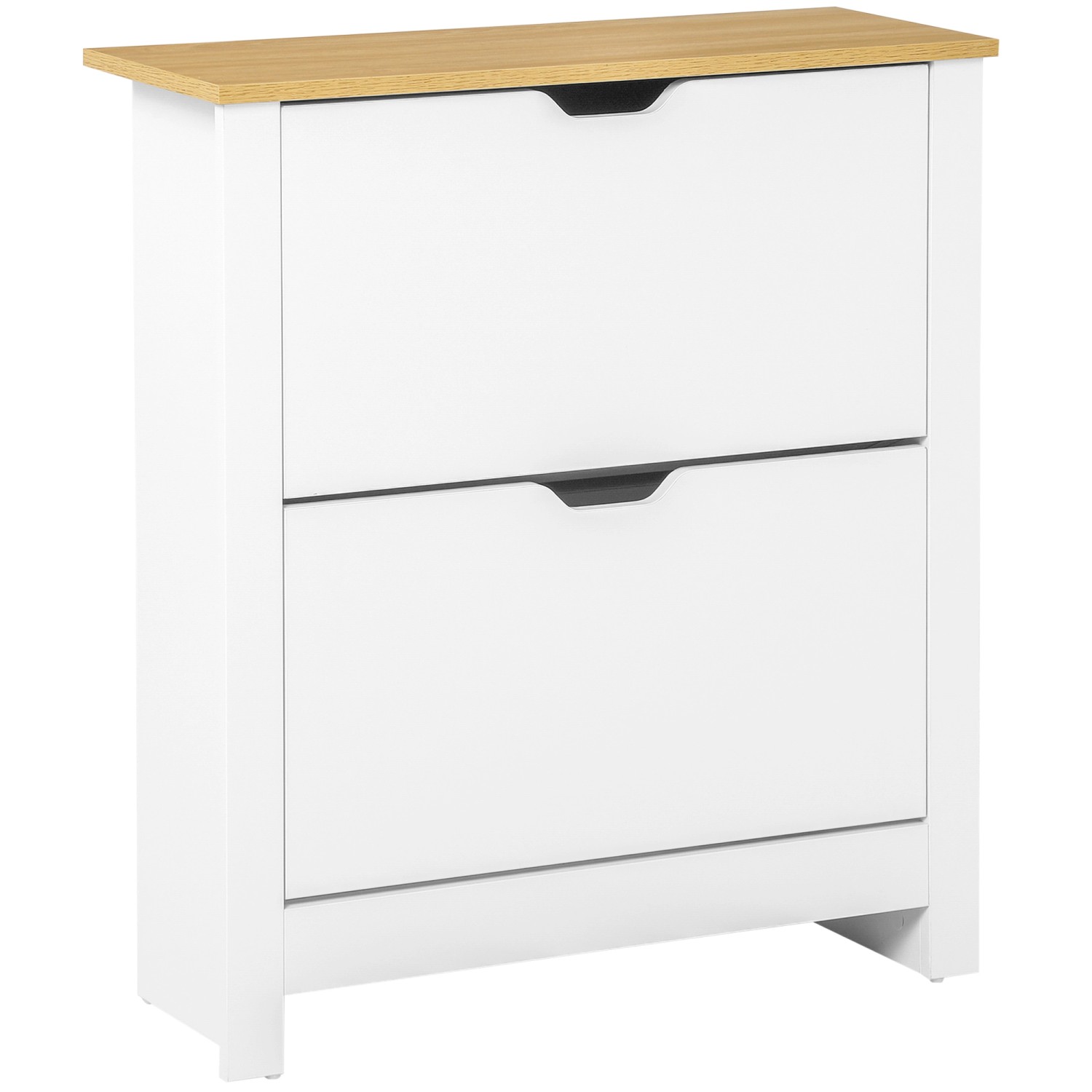 HOMCOM Schuhschrank mit 2 Klappen Spanplatte MDF Weiß 72L x 26B x 80H cm günstig online kaufen