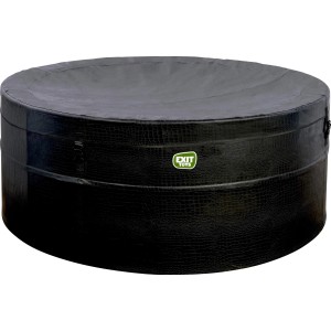 Abgedeckter, schwarzer EXIT Leather Premium Whirlpool für 4 Personen mit Leder-Optik.