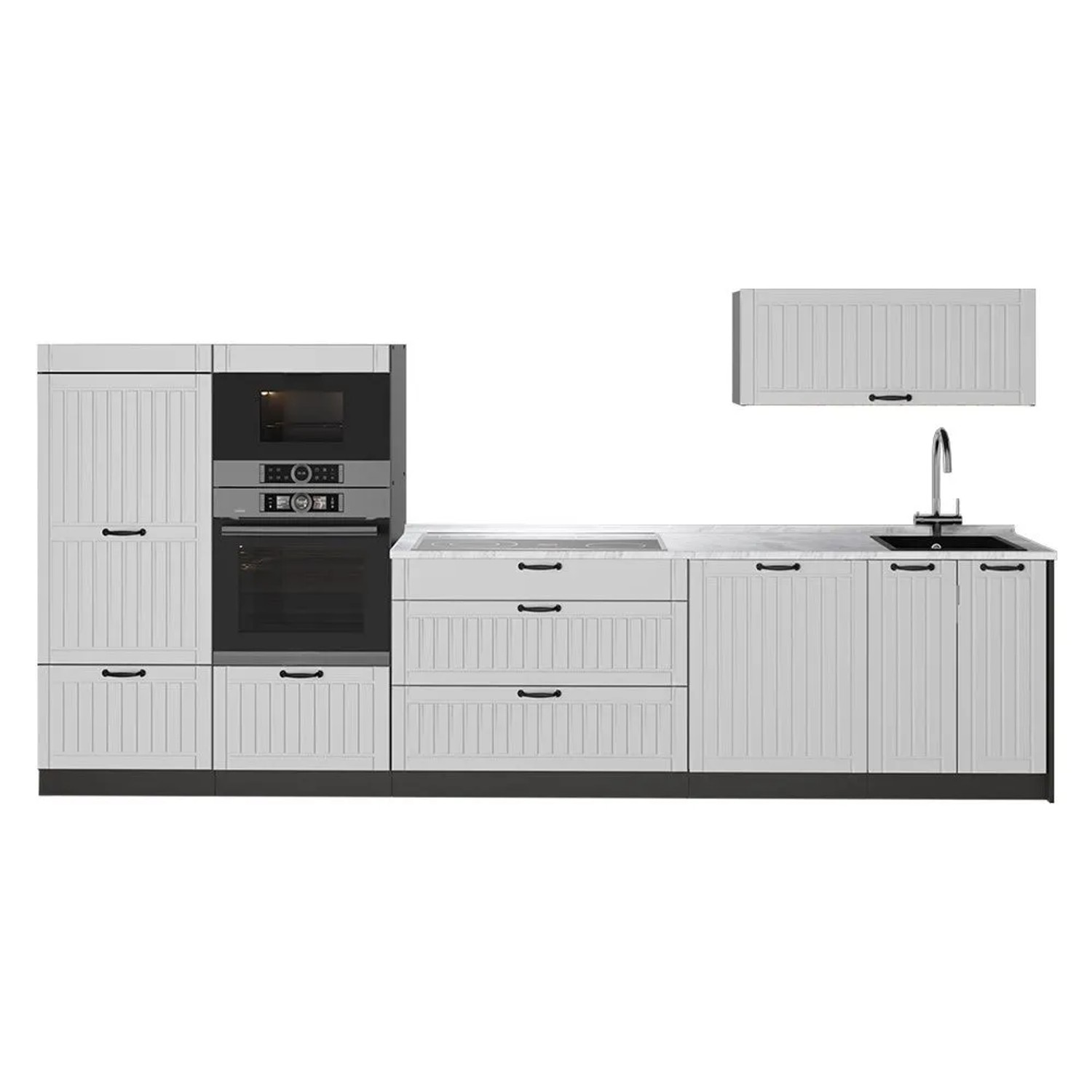 Vicco Küchenzeile Fame-Line Weiß Landhaus/Anthrazit 340 x 154 AP Marmor Art Nr 64499