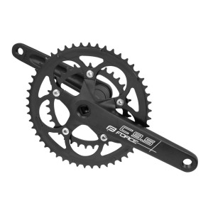 Schwarze Force Rennrad Kurbel 9-fach, 50/34 Zähne für 4-Kant Tretlager.