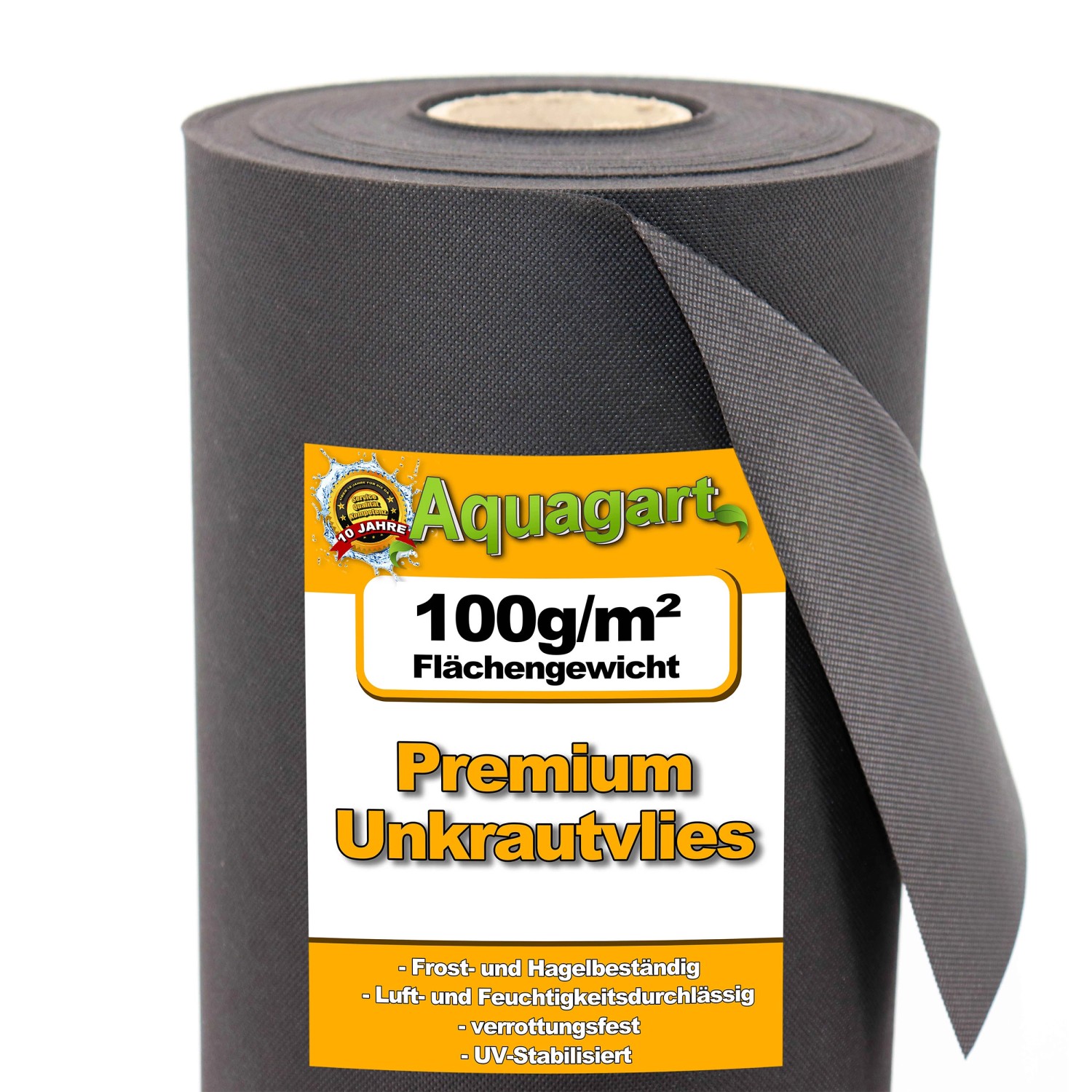 Aquagart 136m² Gartenvlies Unkrautvlies Mulchvlies 100g 1,6m Breit