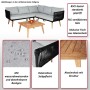 L-förmige Garten-Lounge mit dunkelgrauen Polstern, schwarzem Seilgeflecht und Akazienholz-Tisch.