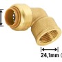Steck-Winkel aus Messing, 18 mm x 24,1 mm (Rp 3/4) für Rohranschlüsse.