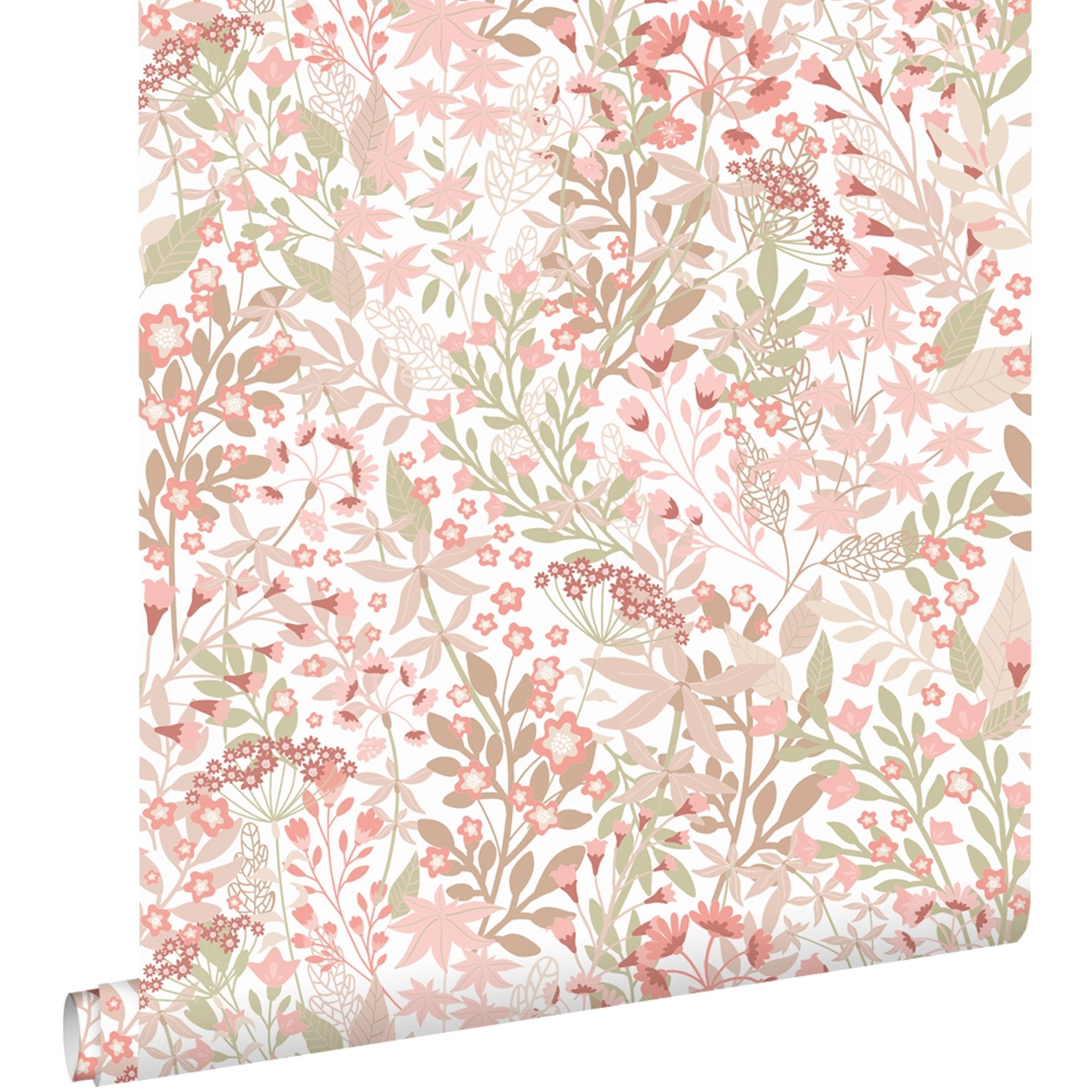 ESTAhome Tapete Feldblumen Graugrün und Rosa 50 x 900 cm günstig online kaufen