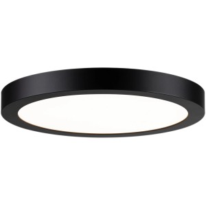 Runde, schwarze Paulmann LED Deckenleuchte Abia, 30 cm Durchmesser.