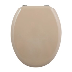 MSV WC-Sitz Cleo, MDF, beige, mit Edelstahlscharnieren, 45x37 cm.