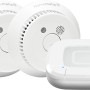 Homematic IP Starter Set Rauchwarnmelder: 2 Rauchmelder und 1 Access Point in Weiß.