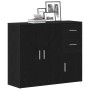 vidaXL Sideboard in Schwarz Eiche, 91 cm breit. Kommode mit Schubladen und Türen.
