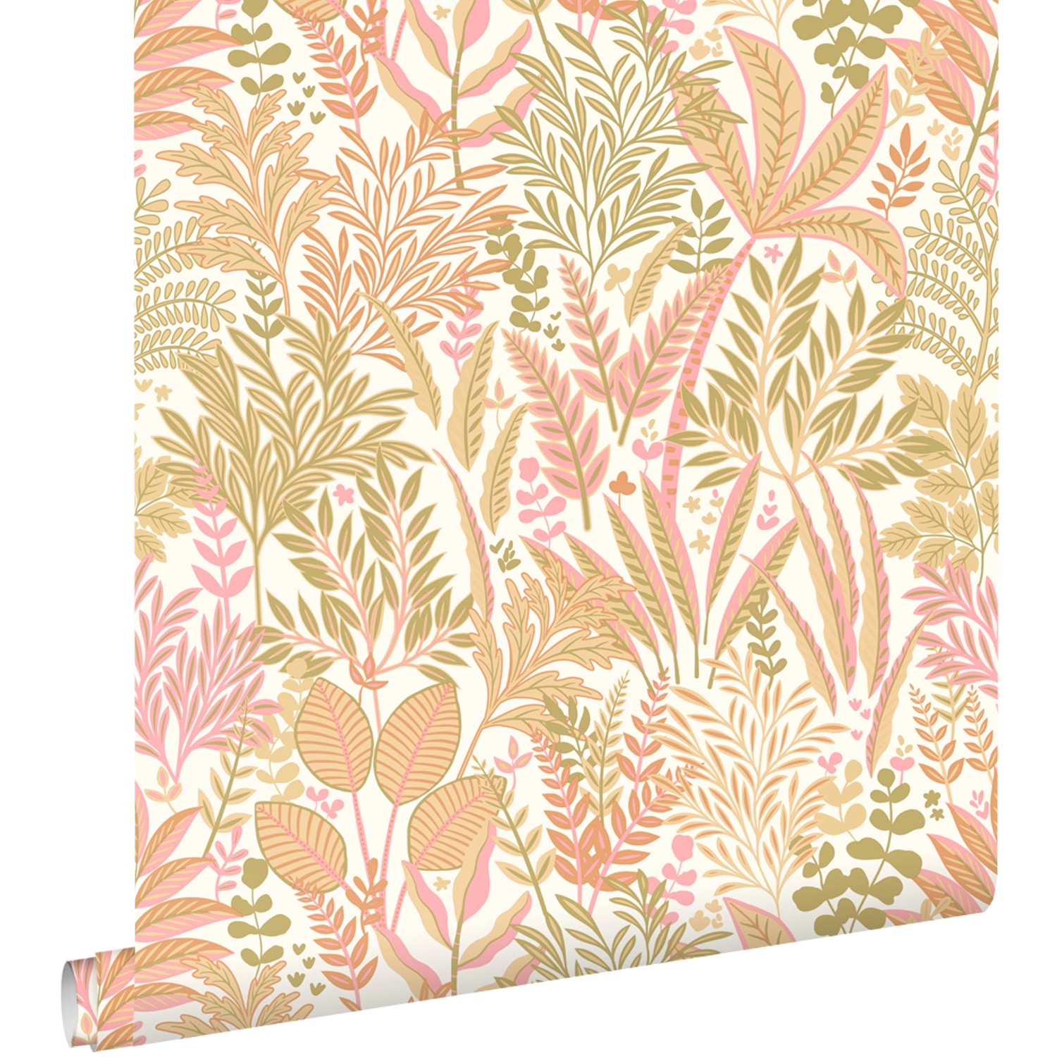 ESTAhome Tapete Tropische Blätter Und Blüten Grün Und Rosa 50 X 900 Cm 1316 günstig online kaufen