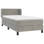 Hellgraues vidaXL Boxspringbett 90x200 cm mit Samtbezug, Matratze und Kopfteil.