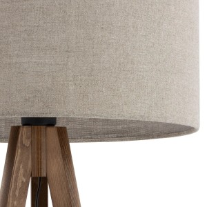 Licht-Erlebnisse Stehlampe Holz Leinen 45 cm E27 Dreibein
