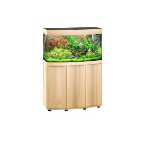 Juwel Vision 180 LED Aquarium-Kombination in hellem Holz, 180 Liter, mit gebogener Frontscheibe.