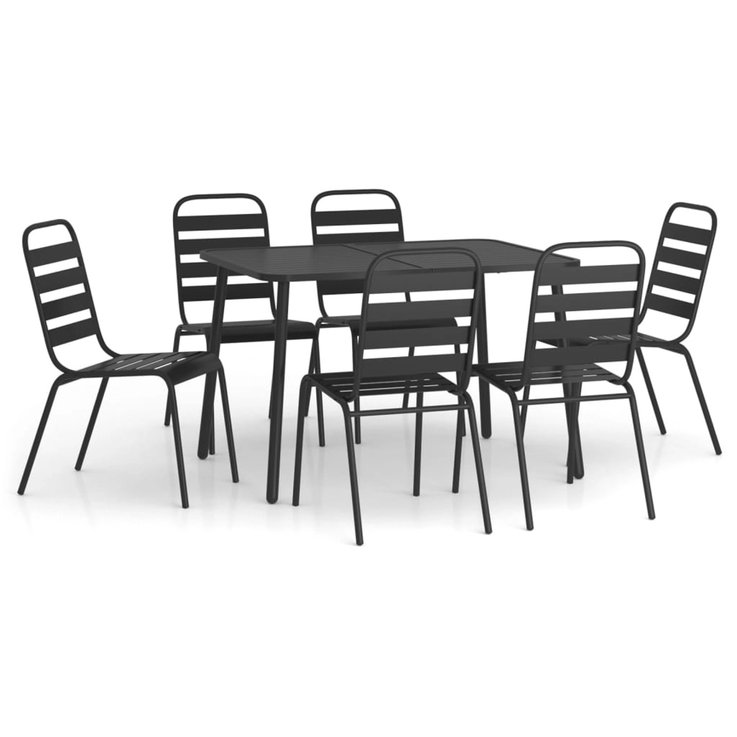 vidaXL 7-Tlg Garten-Essgruppe Anthrazit Stahl 3187992