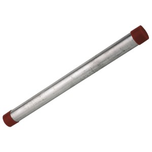 Verzinkter Kirchhoff Rohrdoppelnippel, 33,3 mm x 800 mm, mit roten Schutzkappen.