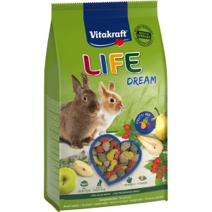 Vitakraft Life Dream Kaninchenfutter, fruchtige Futtermischung für Zwergkaninchen im 600g-Beutel.