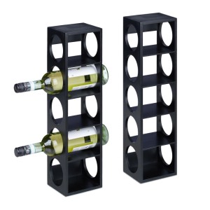 Relaxdays Weinregal Bambus Schwarz 2er Set 53 cm x 14 cm x 12 cm 0,8 kg