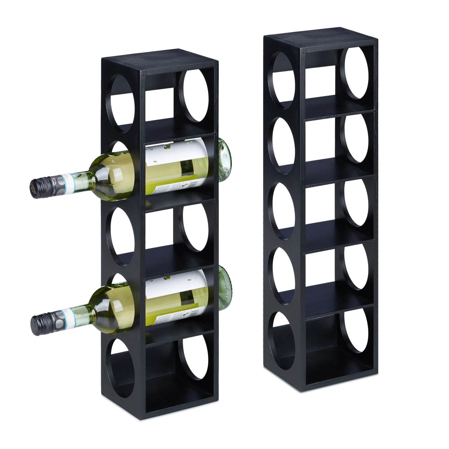 Relaxdays Weinregal Bambus Schwarz 2er Set 53 cm x 14 cm x 12 cm 0,8 kg