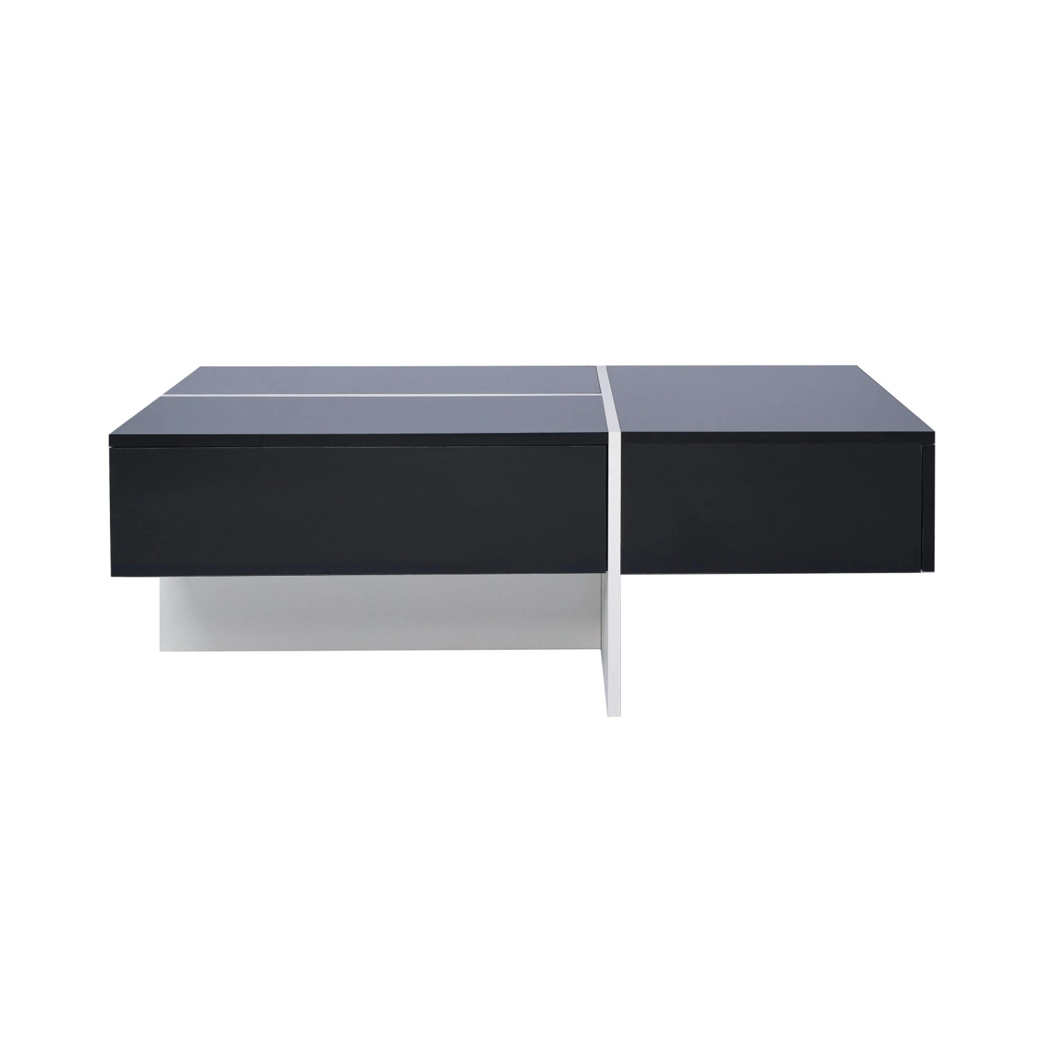 ModernLuxe Couchtisch Hochglanz mit Marmoroptik,ed Beleuchtung Spanplatte Schwarz
