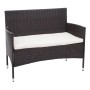 Braune Poly-Rattan Gartenbank mit creme Sitzkissen, Teil der 4-teiligen MCW Garnitur F55.