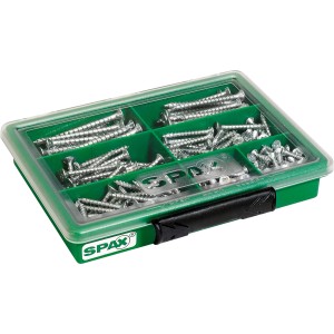 Spax Universalschrauben Senkkopf, 245 Stück im Sortimentskasten.