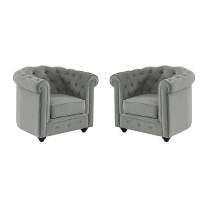 Vente-unique Sessel Mit Gerader Rückenlehne Chesterfield Hellgrau 82 cm