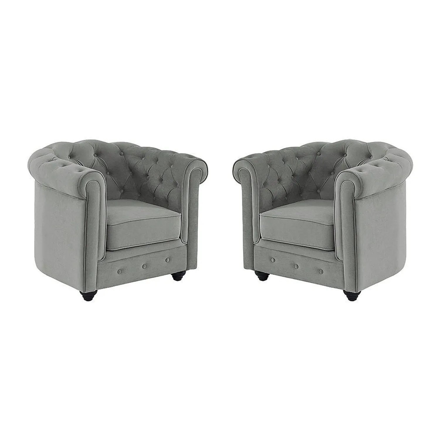 Vente-unique Sessel Mit Gerader Rückenlehne Chesterfield Hellgrau 82 cm