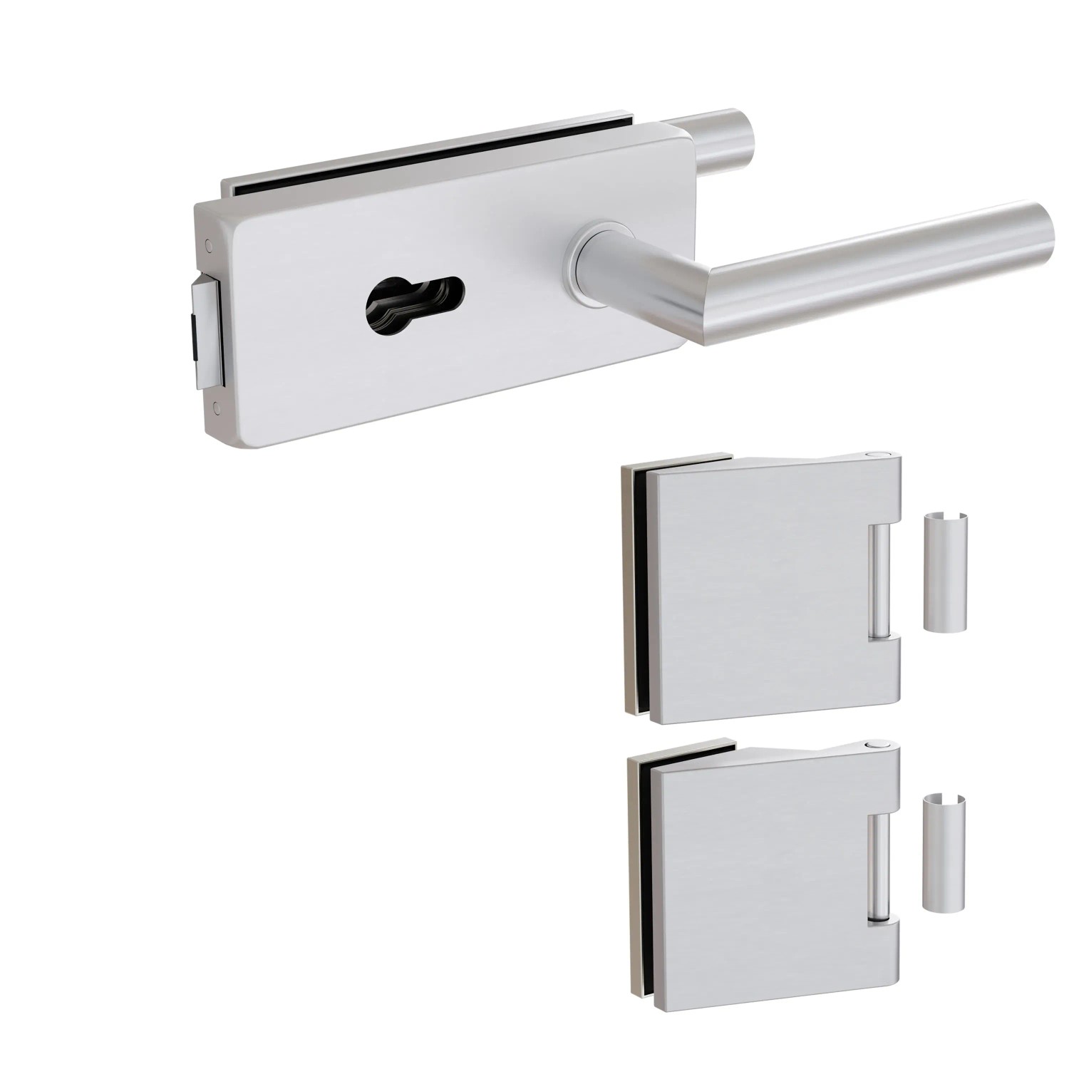 Levidor Glastürbeschlag Studio/Office Eckig Profilzylinder Vorbereitet Alum günstig online kaufen