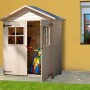 Weka Gartenschrank mit Satteldach, 163x87 cm, naturbelassen mit geöffneter Doppeltür.
