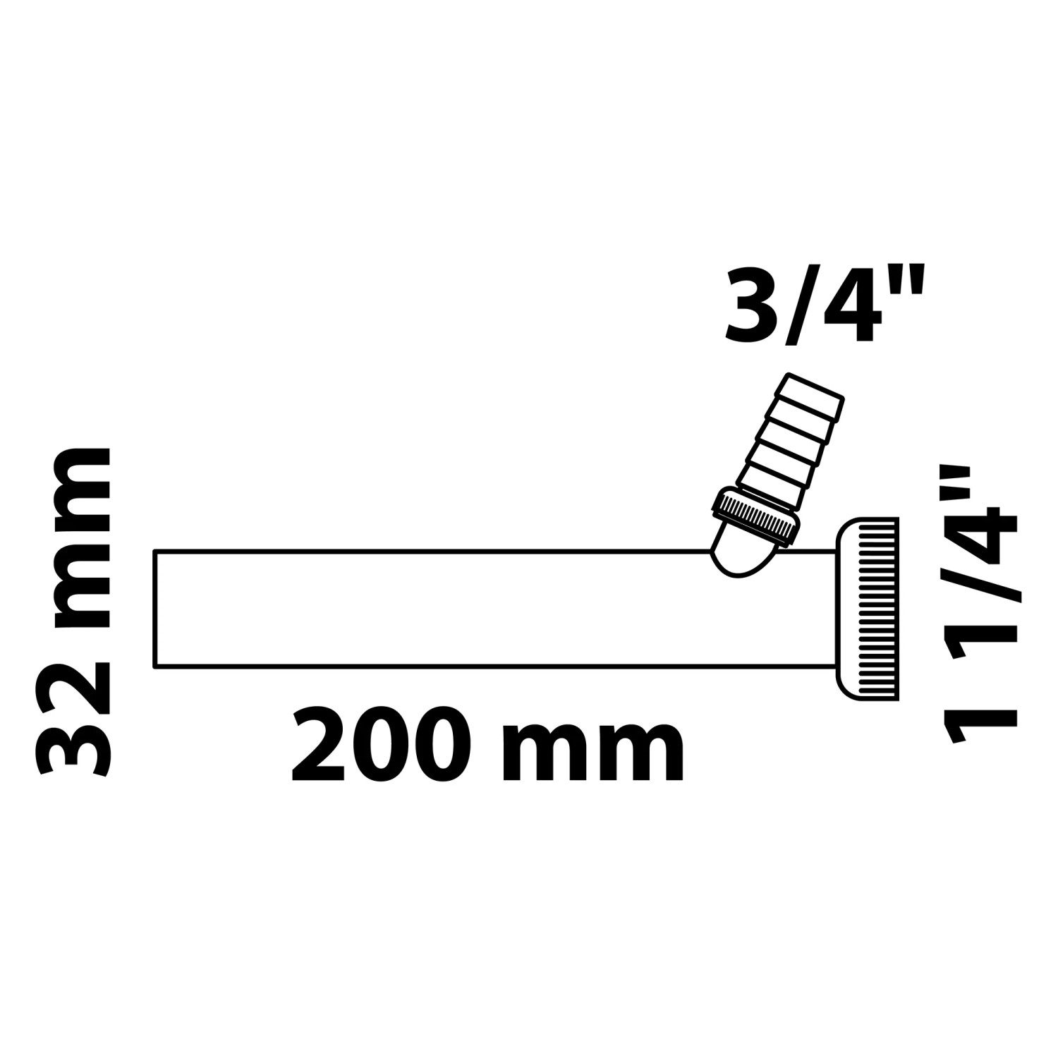Kirchhoff Tauchrohr Siphon 41,9 mm (1 1/4") x 26,4 mm (3/4") T x 200 mm Chrom