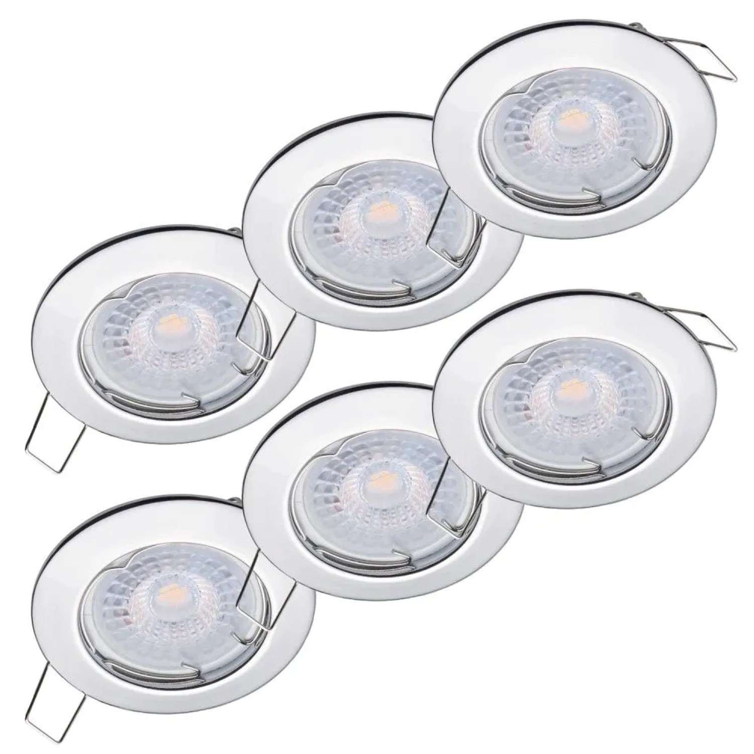 Oktaplex Sedan 6er Set LED-Einbaustrahler Stufenlos Dimmbar Chrom-Optik 4,9W Neutralweiß 4000K 230V Flach Lochmaß 60mm