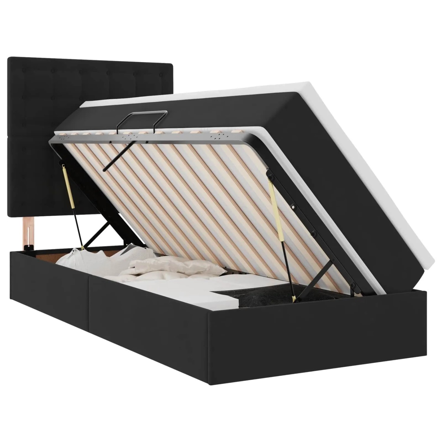 vidaXL Bett mit Stauraum und LED mit Matratze Schwarz 90 x 190 cm Samt 3372 günstig online kaufen