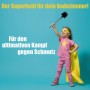 Kind als Superheld mit BigDean Klobürste, schwarze WC-Bürsten im 4er Set.