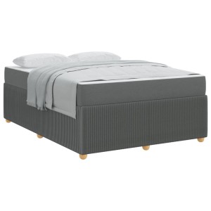 Dunkelgraues Stoffbett mit Matratze, King Size (160x200 cm), vidaXL. Bettrahmen mit Lattenrost.
