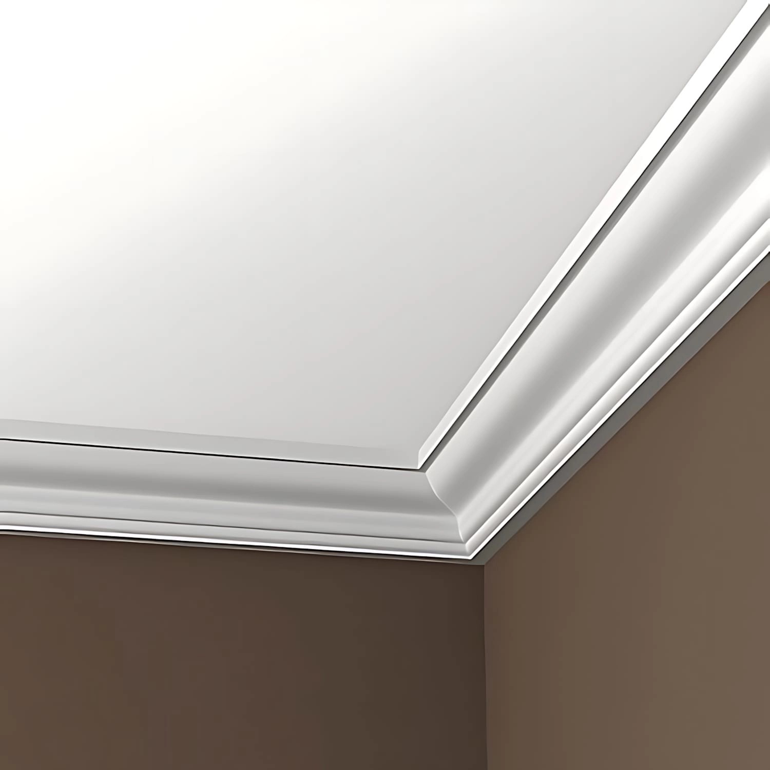 Flexible, weiße PROFHOME Eckleiste aus Polyurethan (200cm) für den Innenbereich.