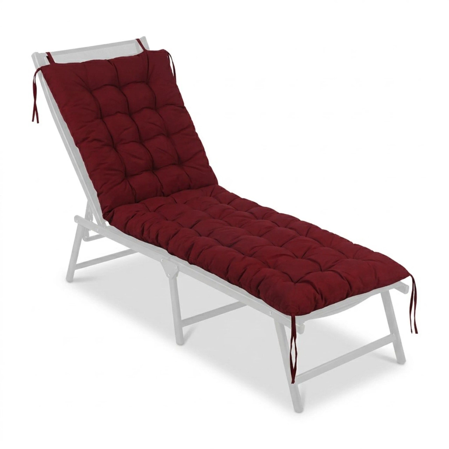 Relaxdays Bankauflage Polyester Rot Gesteppt mit Bindebändern 180 cm x 70 cm