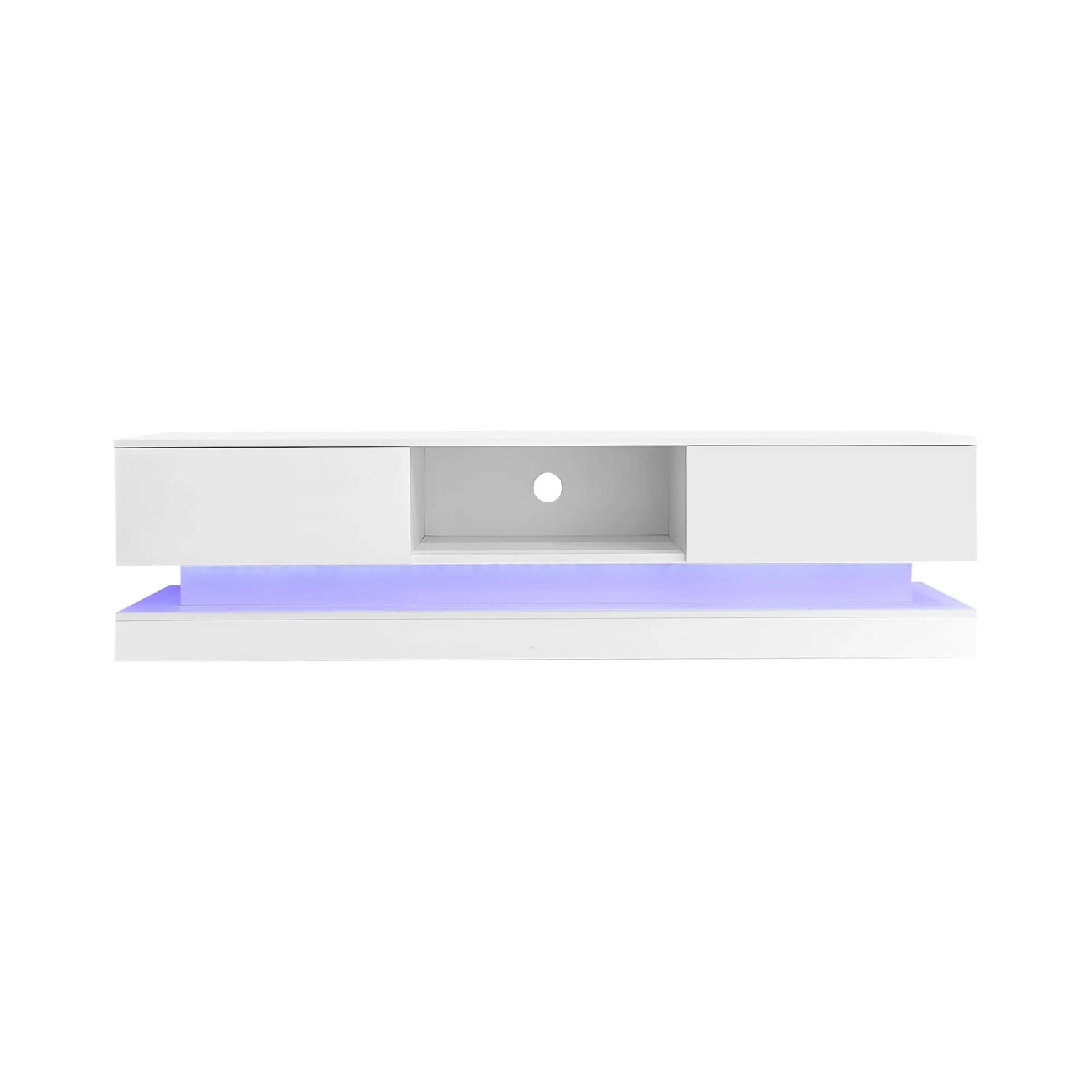 Merax TV Lowboard 160x35x40 cm LED Hochglanz 2 Schubladen Für 60 Zoll TV