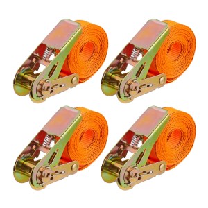 Relaxdays Spanngurte Polyester Stahl Orange Gold mit Ratsche 4er Set 4 m