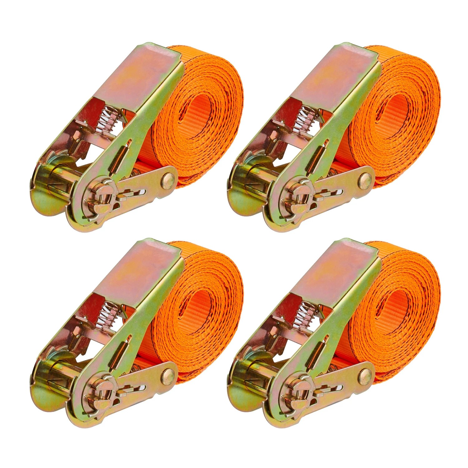 Relaxdays Spanngurte Polyester Stahl Orange Gold mit Ratsche 4er Set 4 m