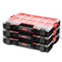 PROREGAL QBRICK Sortimentskästen, 3 Stück, schwarz, mit transparentem Deckel und roten Akzenten.