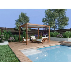 Vente-unique Selbsttragende Pergola Amalfi Naturfarben Dunkel 400 cm