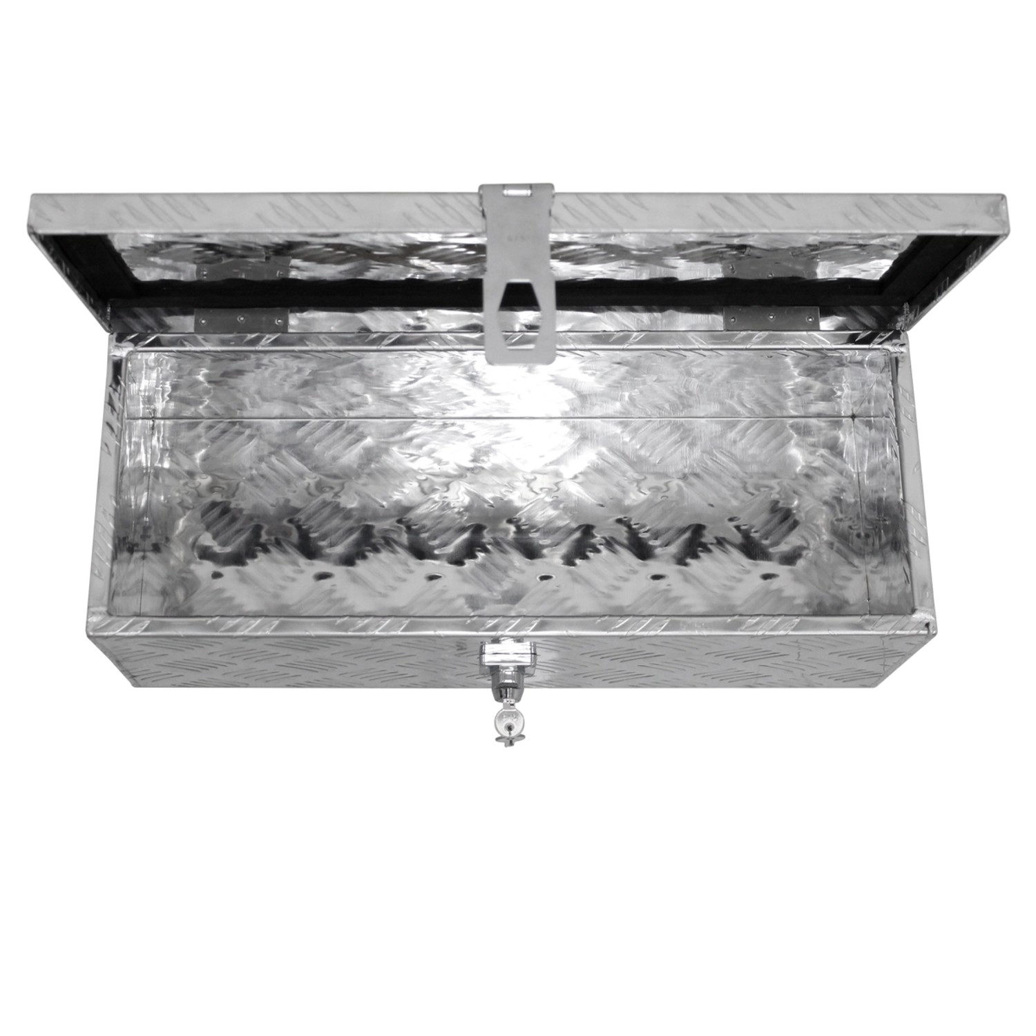 Offener, abschließbarer Alu Werkzeugkasten (57x22x19cm) von ECD Germany. Ideal für Autozubehör.