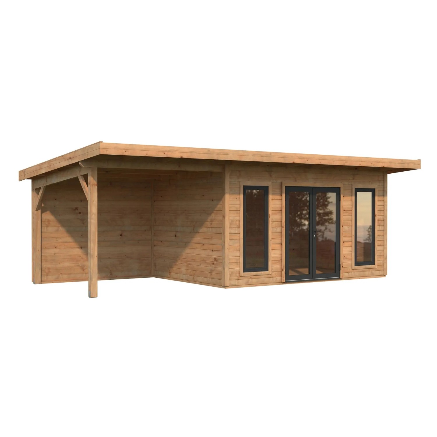 Palmako Holz-Gartenhaus Aurelia Pultdach Tauchgrundiert 749 cm x 300 cm 20,6 m²
