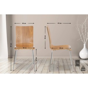 DELUKE Besucherstuhl TUNIS Holz Eiche 43x47x87cm Konferenzstuhl Wartezimmerstuhl Bürostuhl