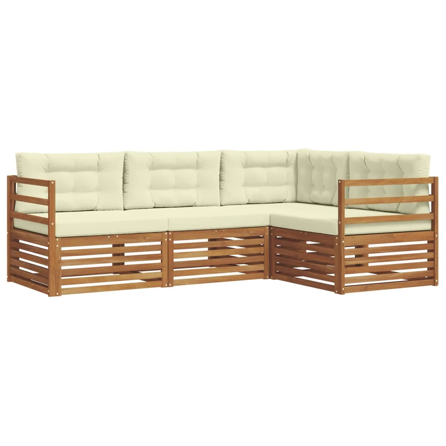 vidaXL Outdoor-Sofagarnitur mit Kissen 4-Tlg Natur und Creme 3373360