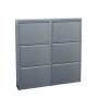 ebuy24 Pisa Schuhschrank mit 6 Klappen, Metall Grau. Schuhkommode fertig montiert.