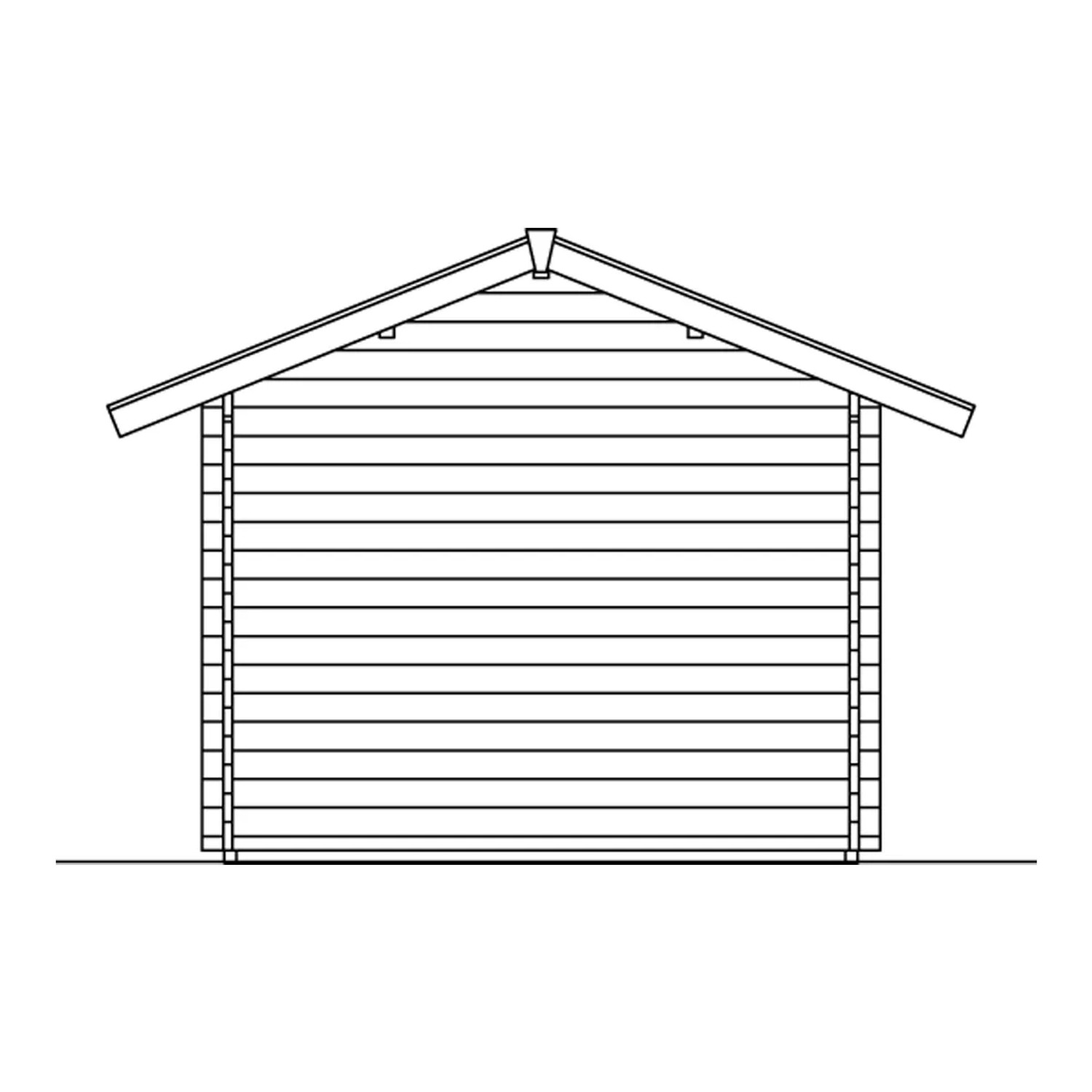 Skizze: Skan Holz Gartenhaus Lugano 1 DS, 420x300 cm, Naturholz, Satteldach.
